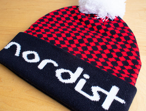 nordist rolled pom hat—Red