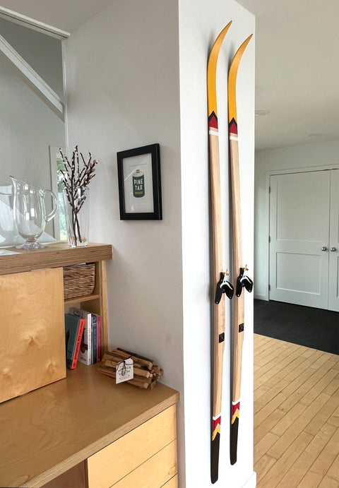 Upcycled Vintage Wood Skis—Voyageur