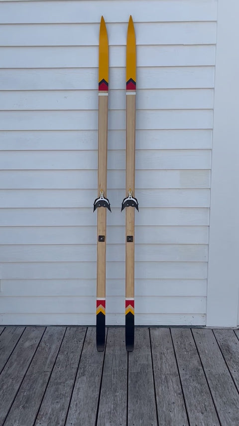 Upcycled Vintage Wood Skis—Voyageur